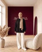 Oversize-Sweater mit Stehkragen Schwarz – Vorderansicht