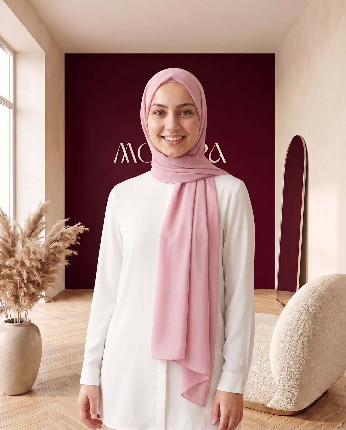 Chiffon-Hijab Mauve – Vorderansicht