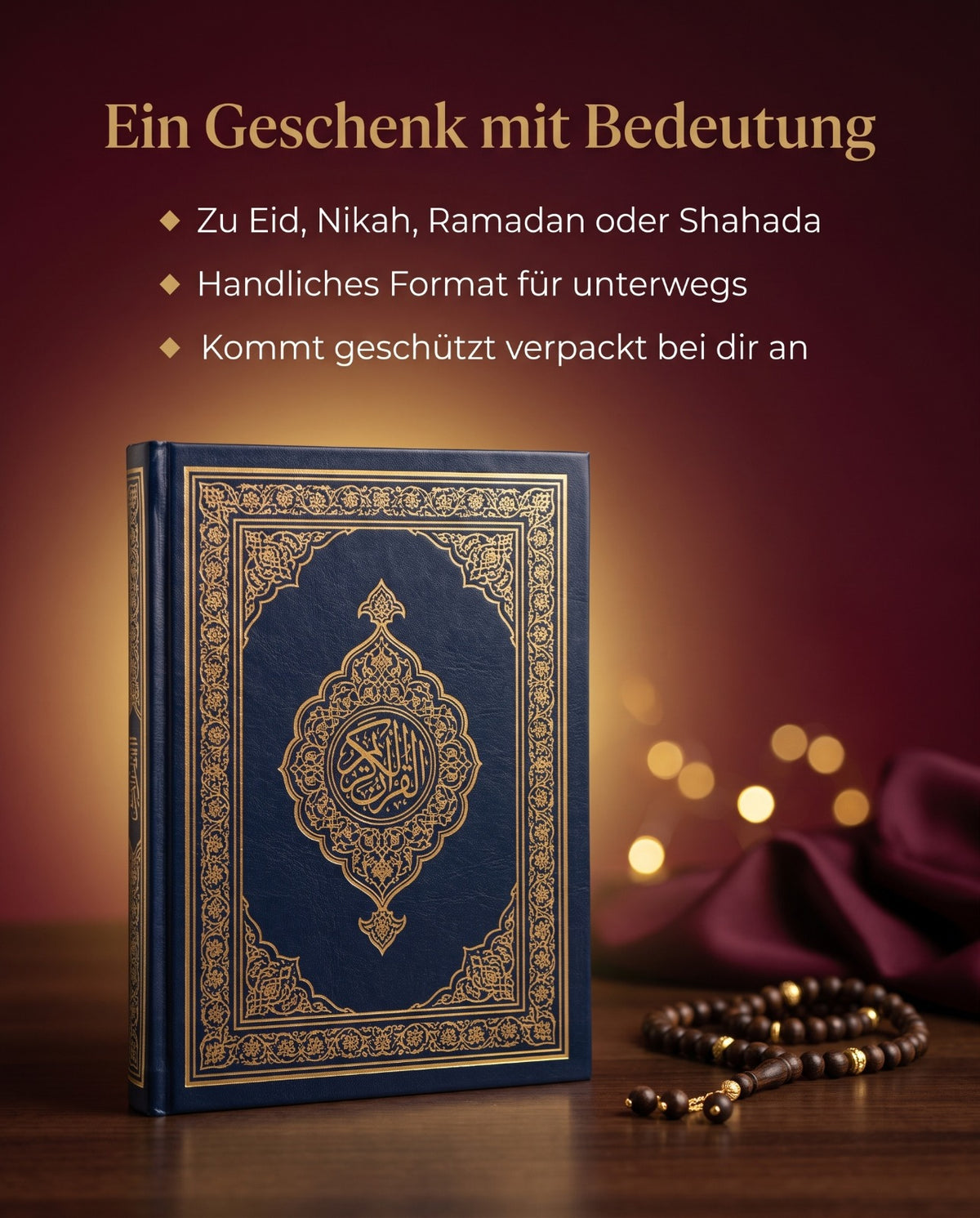 Arabischer Koran aufgeschlagen - klares Uthmani-Schriftbild